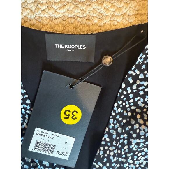 THE KOOPLES PARIS SUMMER DOT DRESS BLACK WHITE BLUE MIDI SIZE 0 - Picture 4 of 4